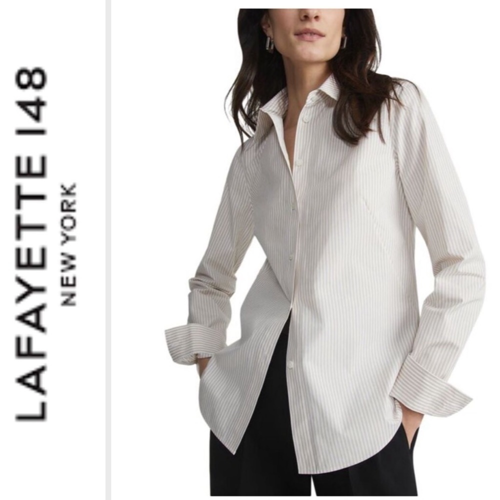 Lafayette 148 New York Womens Kennedy Shirt 12 - Picture 2 of 9